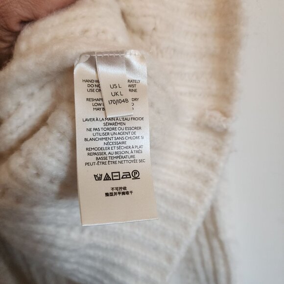 Free People Carter Pullover  L/G Cream Knit Chunky Sweater - Picture 8 of 8